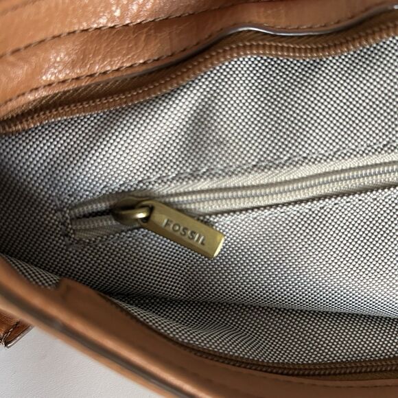 Fossil Maya Large Hobo Brown Cow Hide Leather Crossbody Bag ZB7617 - Picture 11 of 14